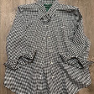 Lauren Ralph Lauren Gingham Button Up Shirt Petite Large Non Iron